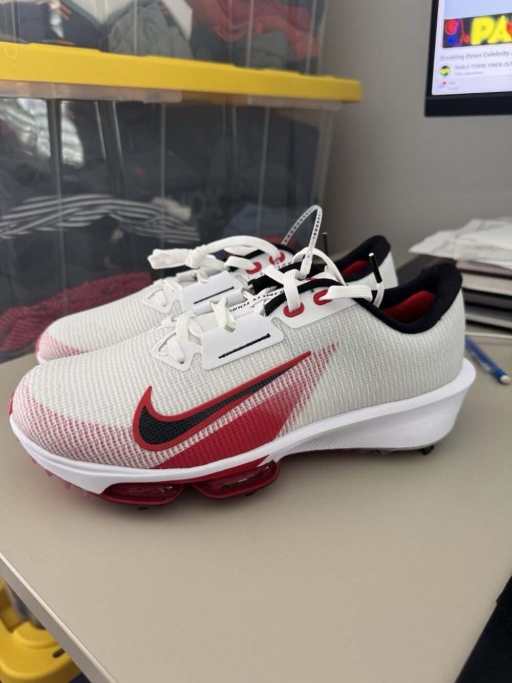Nike Infinity Tour Golf Shoes Men's 8.5 White Red New Without Box